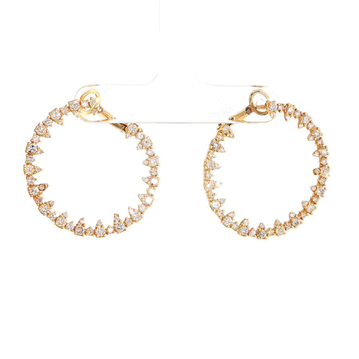 Diamant-Creolen in Gelbgold mit asymmetrischem Besatz