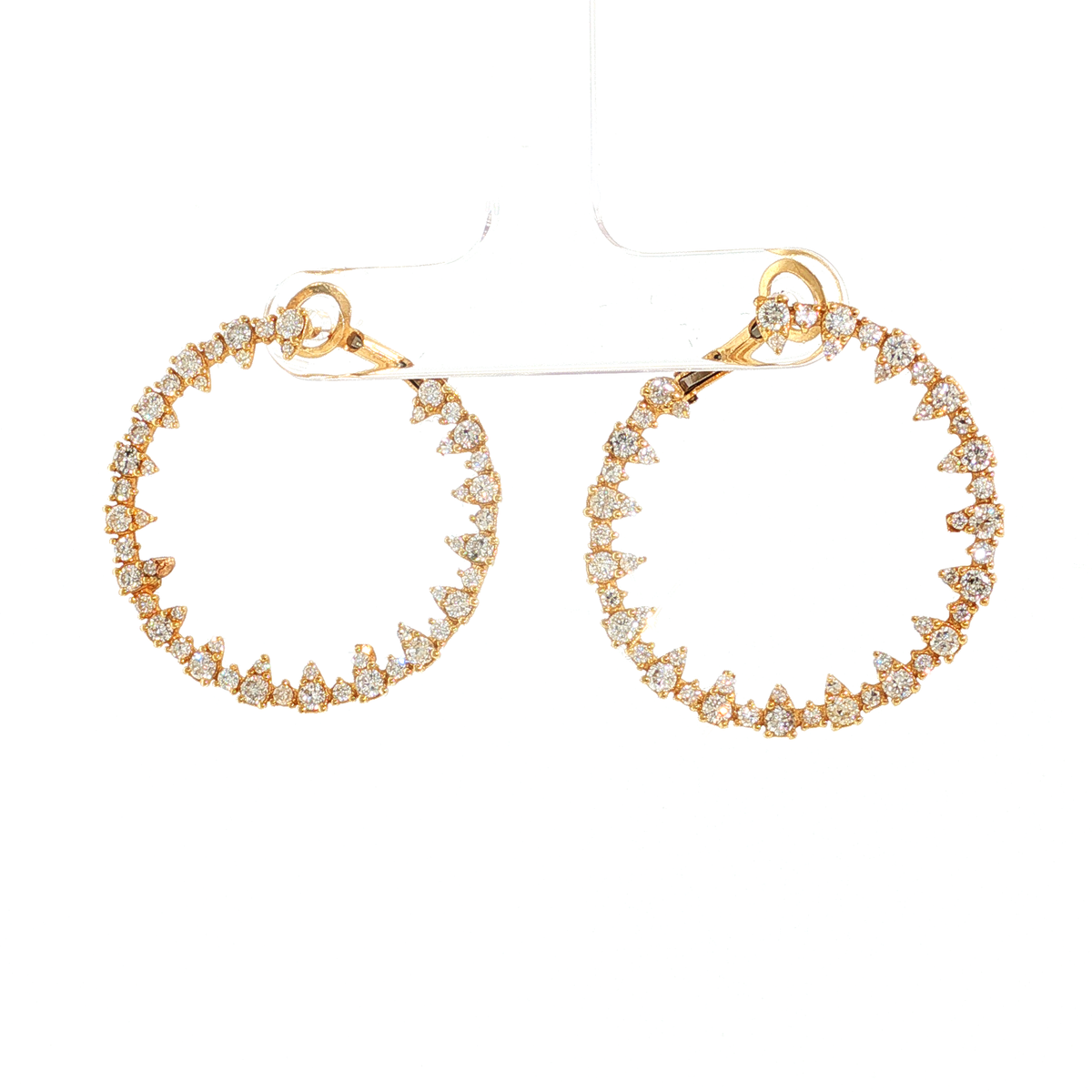 Diamant-Creolen in Gelbgold mit asymmetrischem Besatz