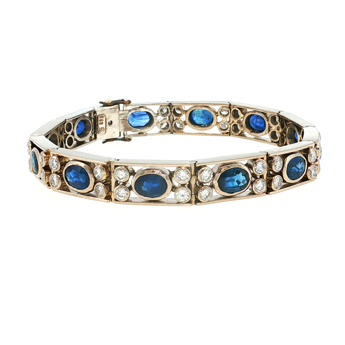 Weißgold Kettenarmband mit Saphiren in Königsblau