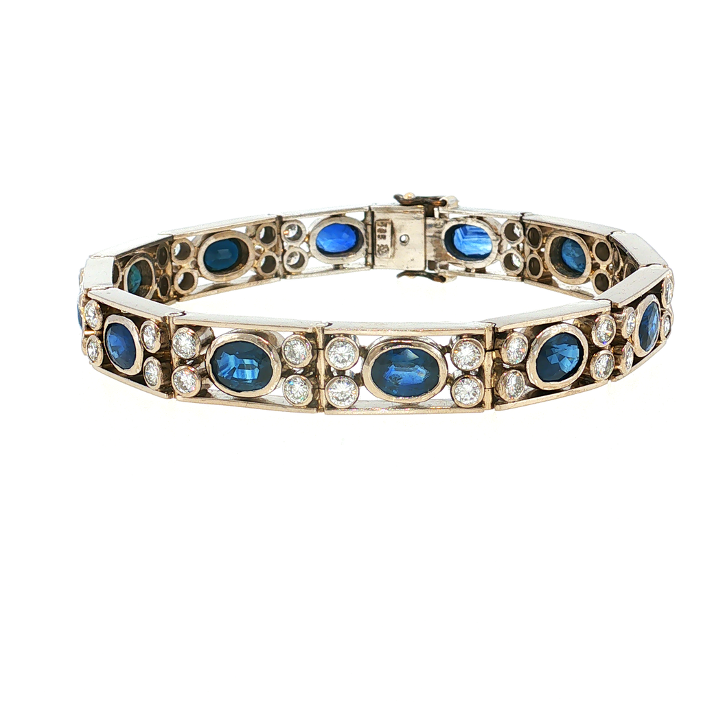 Weißgold Kettenarmband mit Saphiren in Königsblau