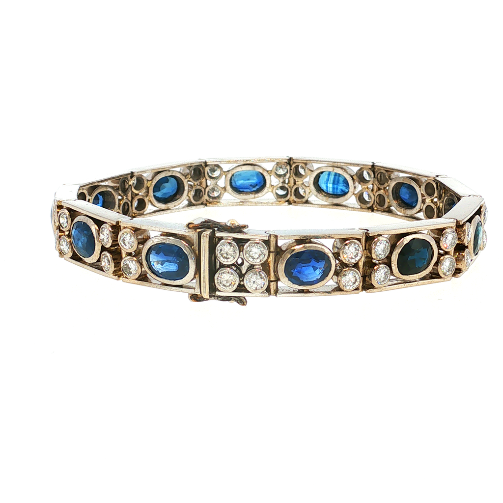 Weißgold Kettenarmband mit Saphiren in Königsblau