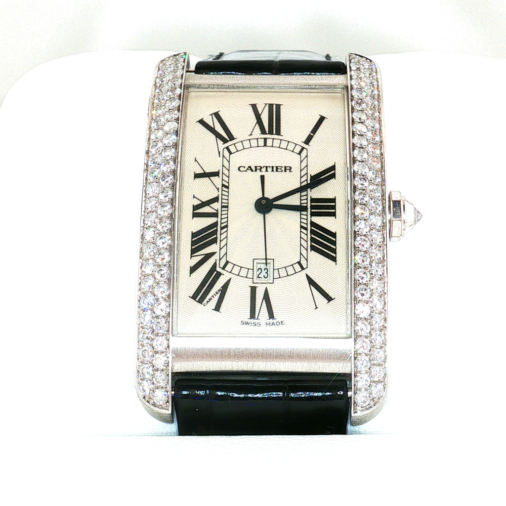 Cartier Tank Américaine White Gold Diamond-Set Wristwatch