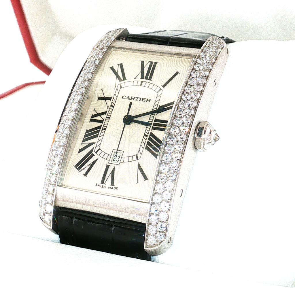 Cartier Tank Américaine White Gold Diamond-Set Wristwatch