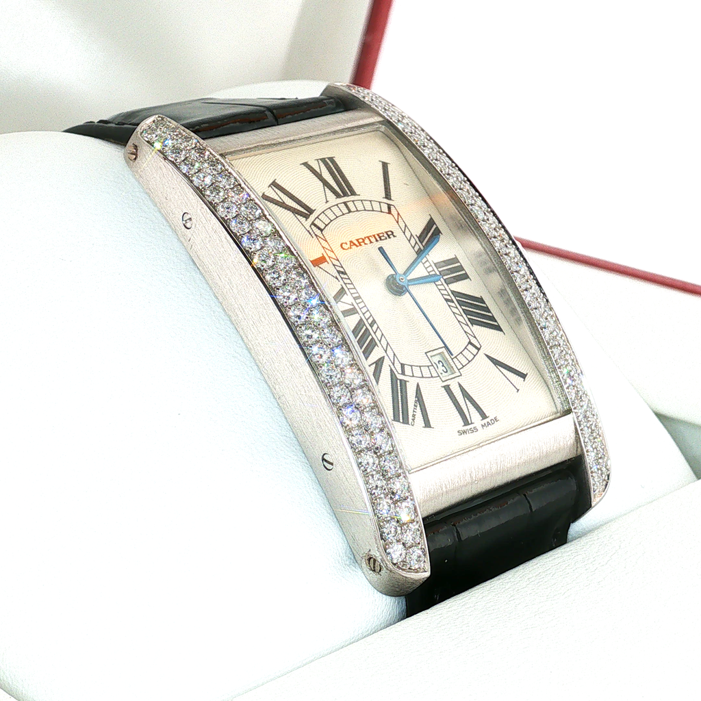 Cartier Tank Américaine White Gold Diamond-Set Wristwatch