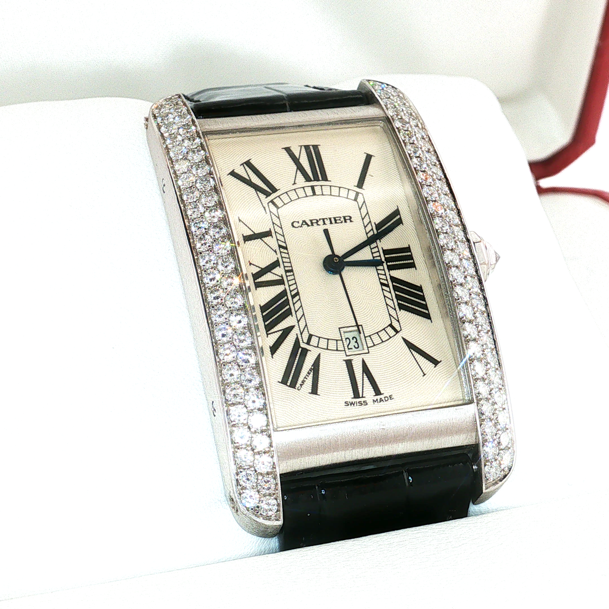 Cartier Tank Américaine White Gold Diamond-Set Wristwatch