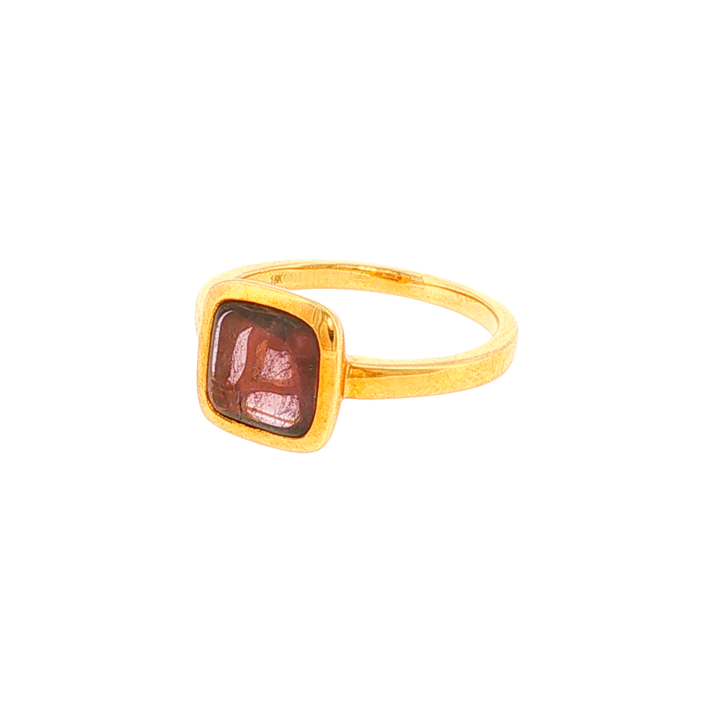 Solitärring aus Gelbgold mit Turmalin in Zargenfassung