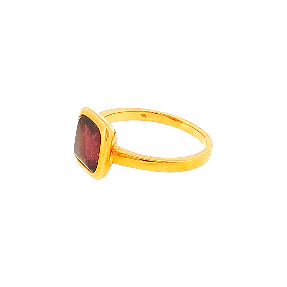 Solitärring aus Gelbgold mit Turmalin in Zargenfassung
