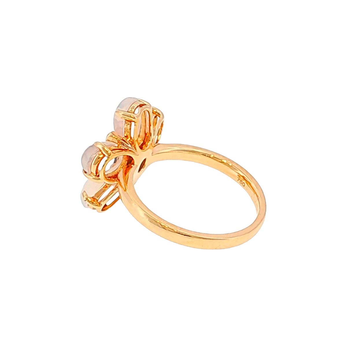 Floral Cocktailring mit Mondsteinen und Saphir in Roségold