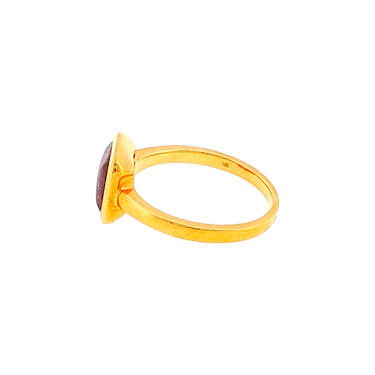 Solitärring aus Gelbgold mit Turmalin in Zargenfassung