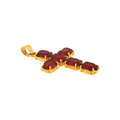 Kreuz-Anhänger mit Rhodolithen in Gelbgold
