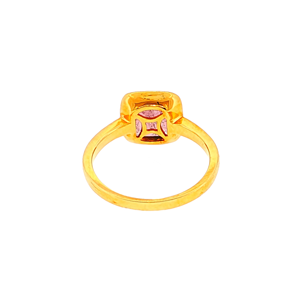 Solitärring aus Gelbgold mit Turmalin in Zargenfassung