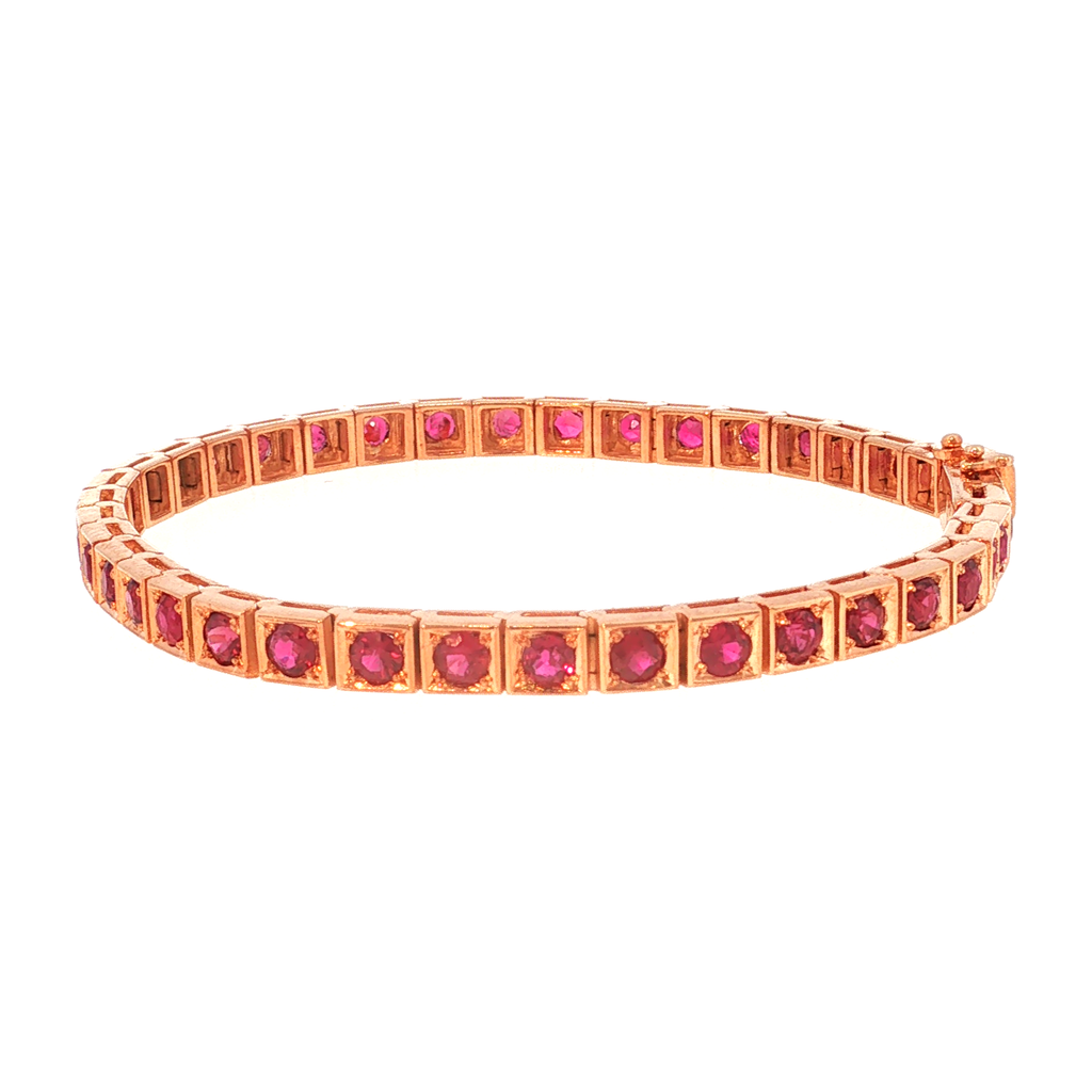Tennisarmband aus Roségold mit roten Rubinen