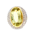 Gold-Beryll Ring mit Diamant-Halo in Weiß- und Gelbgold