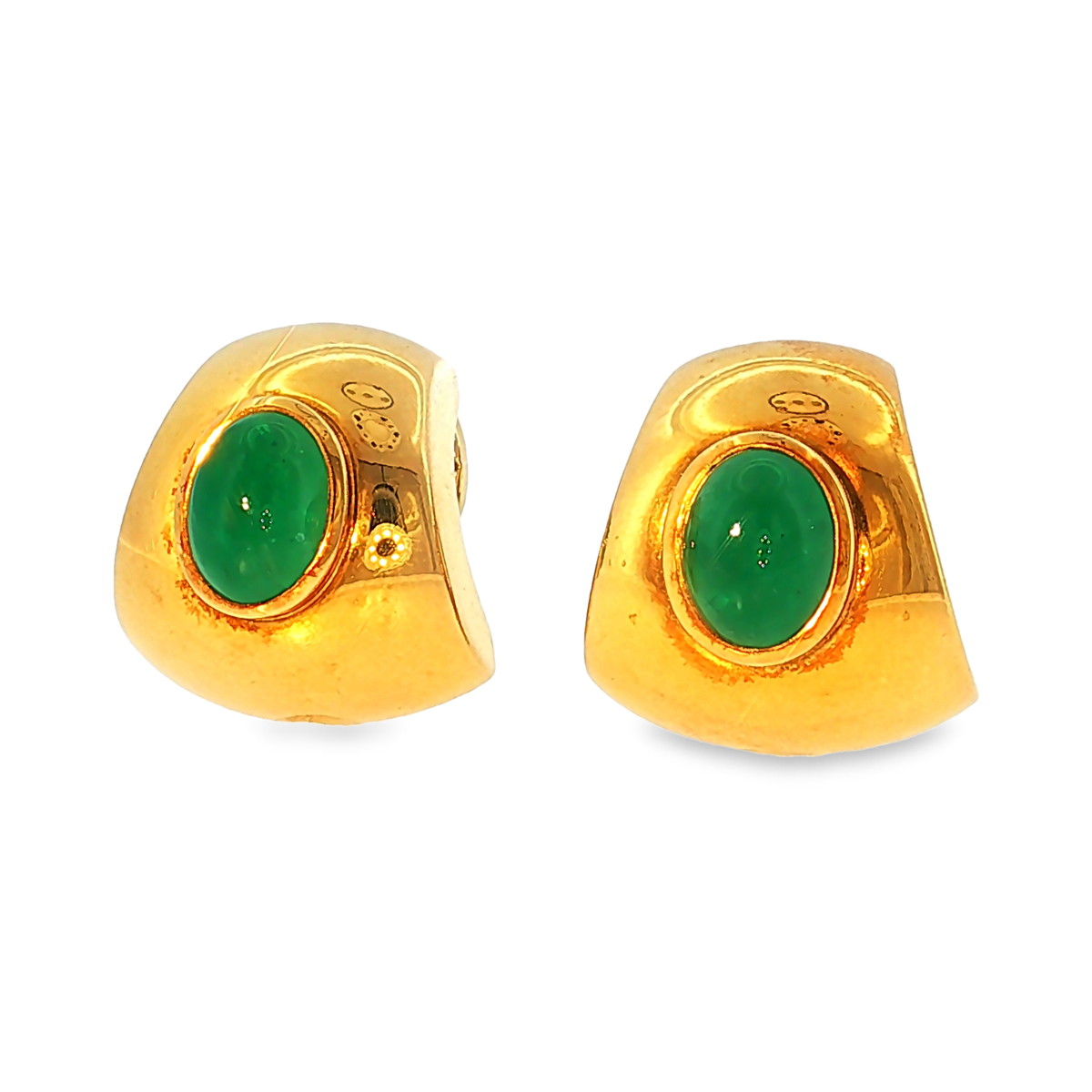 Wempe Ohrclips aus 18kt Gelbgold mit Smaragd-Cabochons