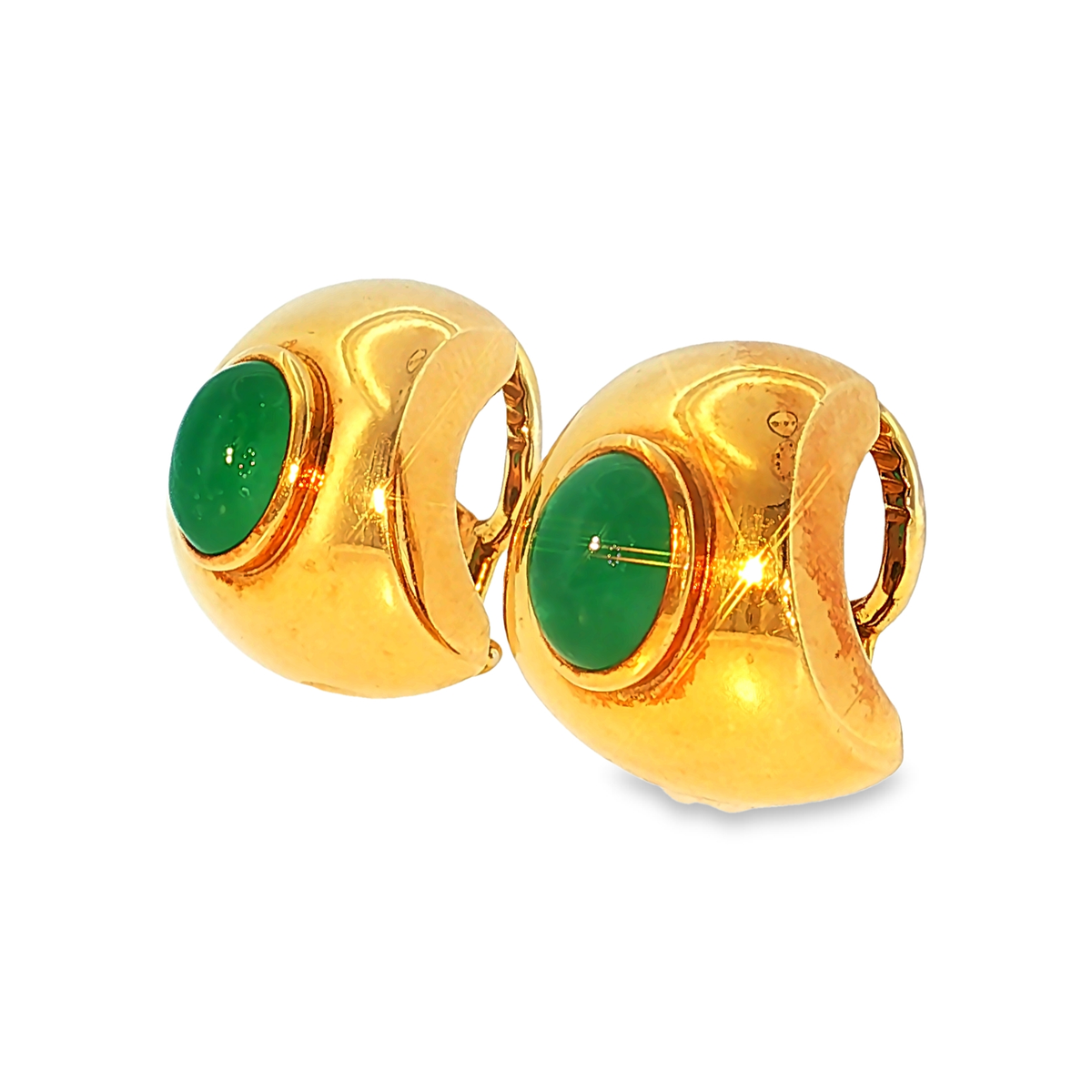 Wempe Ohrclips aus 18kt Gelbgold mit Smaragd-Cabochons