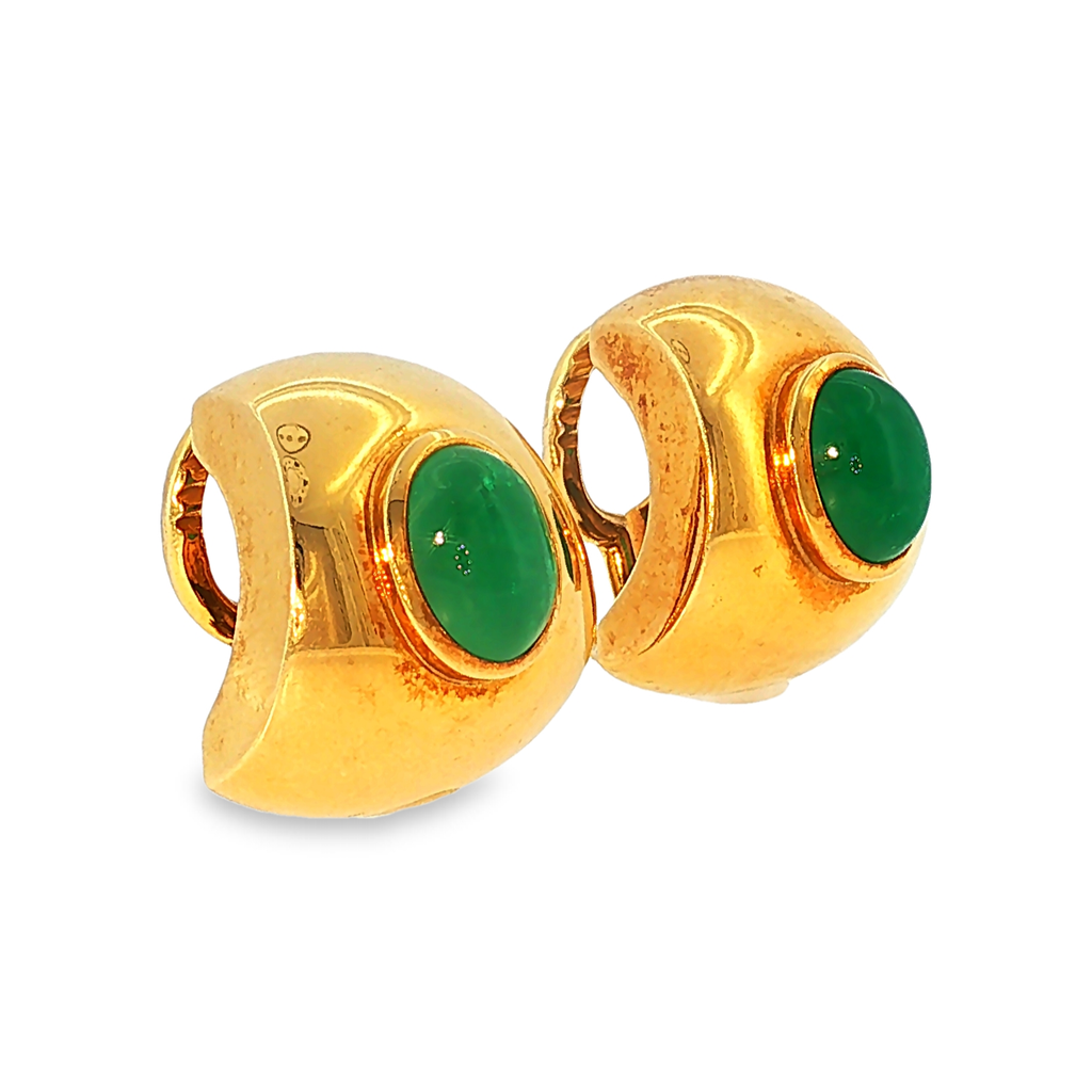 Wempe Ohrclips aus 18kt Gelbgold mit Smaragd-Cabochons
