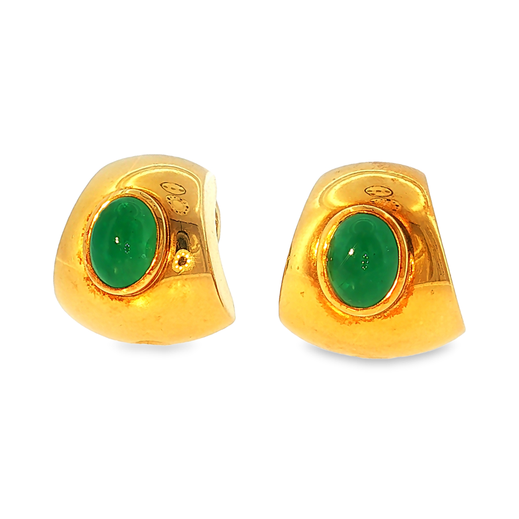 Wempe Ohrclips aus 18kt Gelbgold mit Smaragd-Cabochons