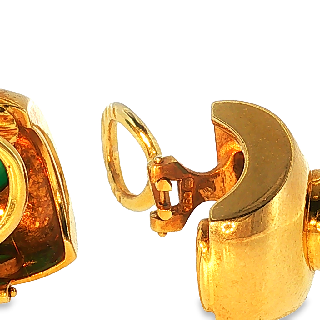 Wempe Ohrclips aus 18kt Gelbgold mit Smaragd-Cabochons
