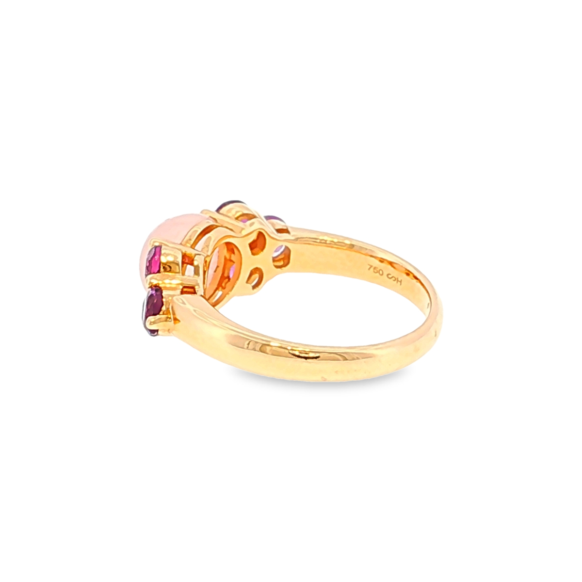Multistein-Ring aus Roségold mit Rosenquarz und violetten Akzenten