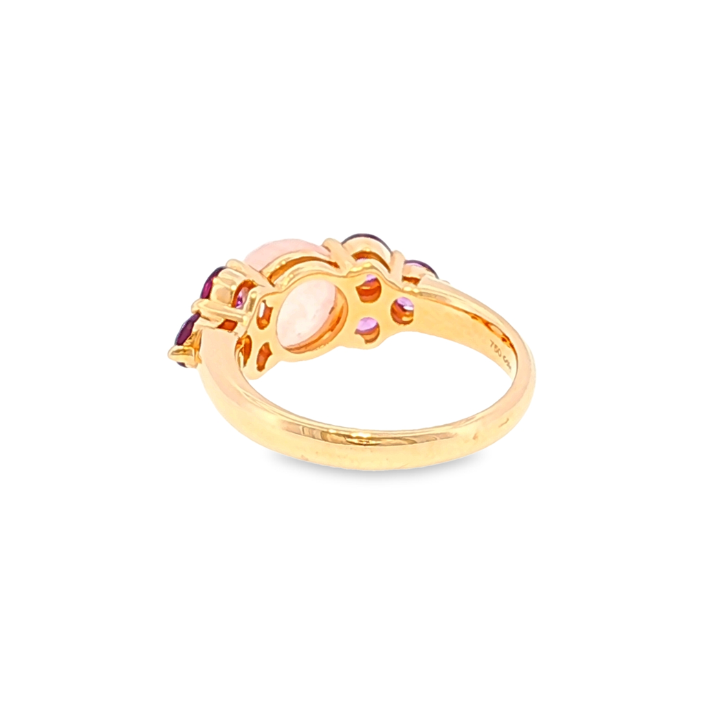 Multistein-Ring aus Roségold mit Rosenquarz und violetten Akzenten