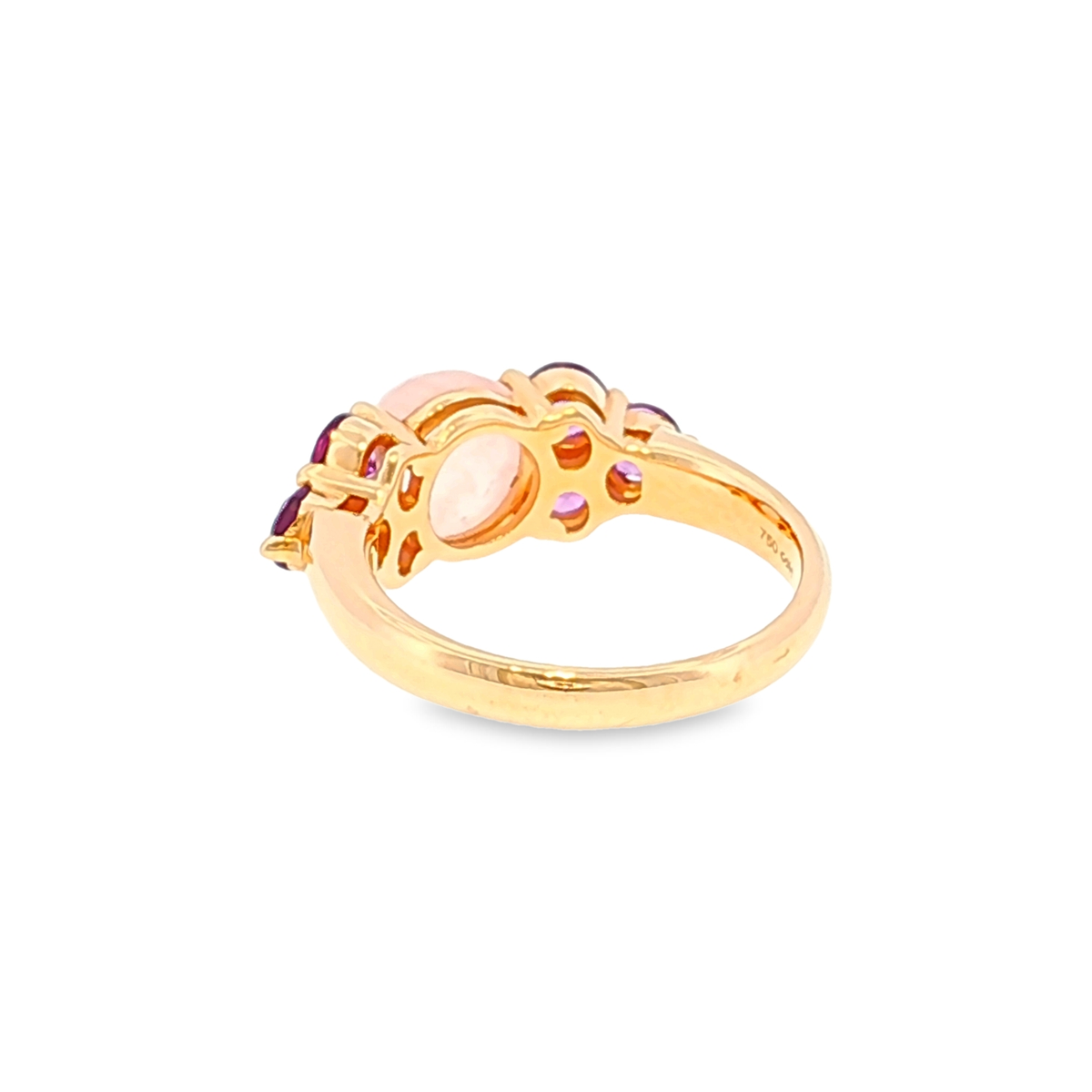 Multistein-Ring aus Roségold mit Rosenquarz und violetten Akzenten
