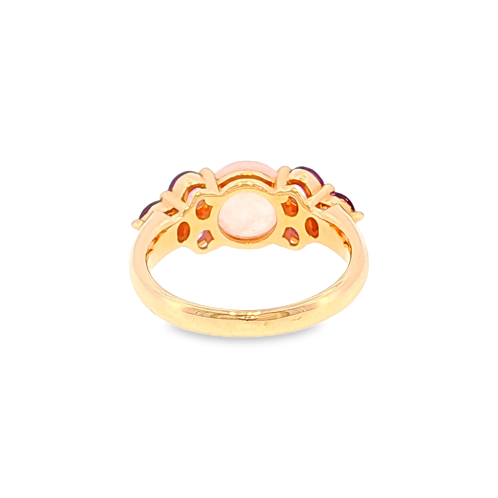 Multistein-Ring aus Roségold mit Rosenquarz und violetten Akzenten