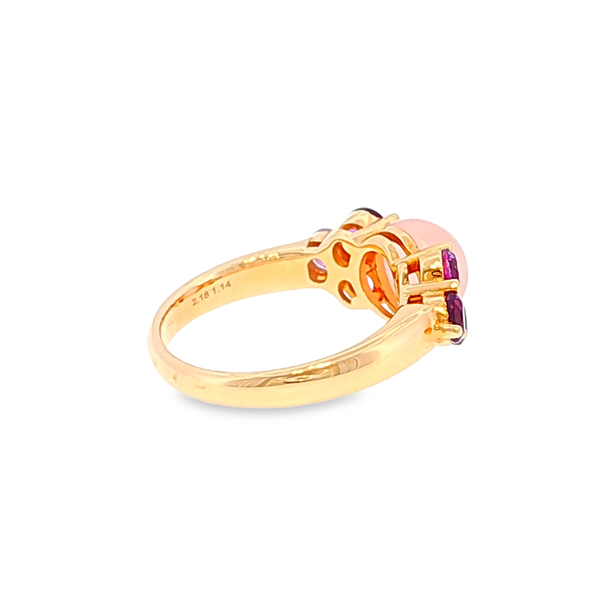 Multistein-Ring aus Roségold mit Rosenquarz und violetten Akzenten