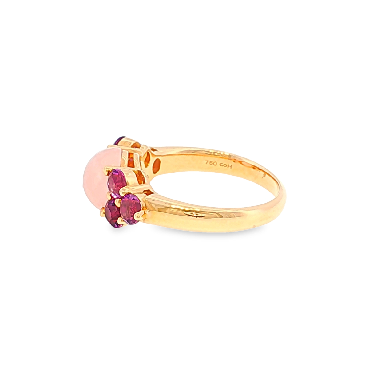 Multistein-Ring aus Roségold mit Rosenquarz und violetten Akzenten