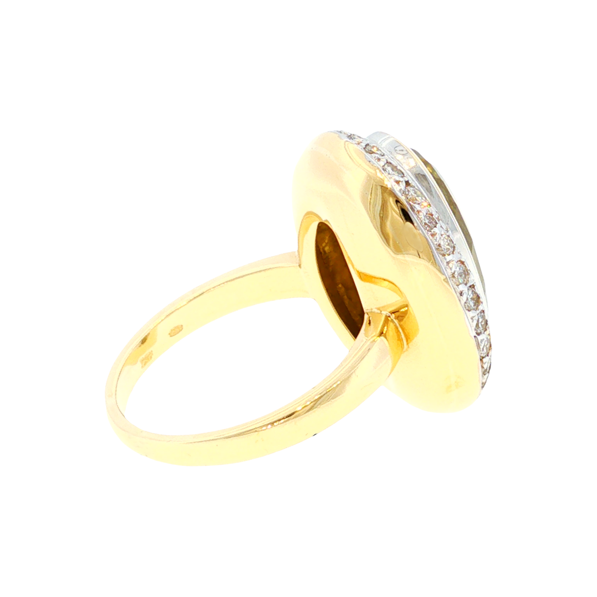 Gold-Beryll Ring mit Diamant-Halo in Weiß- und Gelbgold