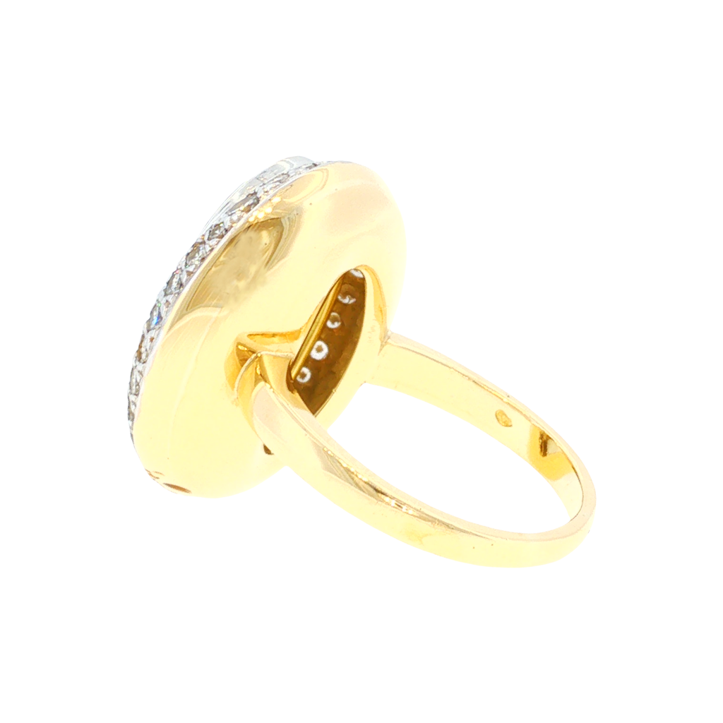 Gold-Beryll Ring mit Diamant-Halo in Weiß- und Gelbgold
