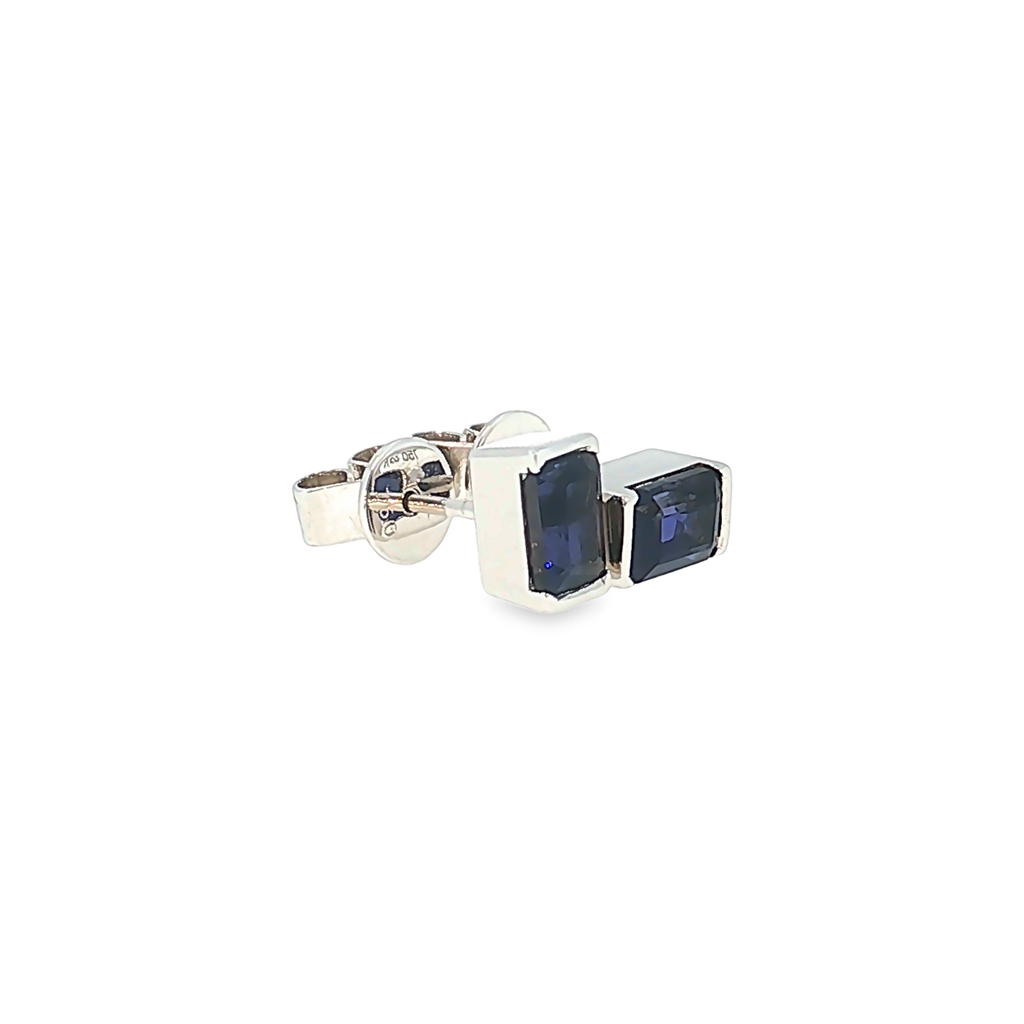 Rechteckige Iolith-Ohrstecker aus 18kt Weißgold