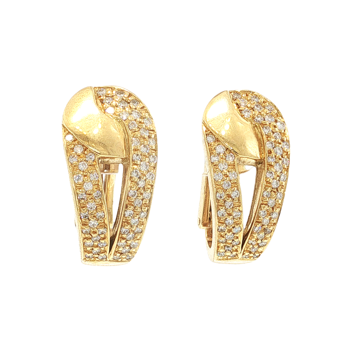 Clip-Ohrringe aus Gelbgold mit Diamanten