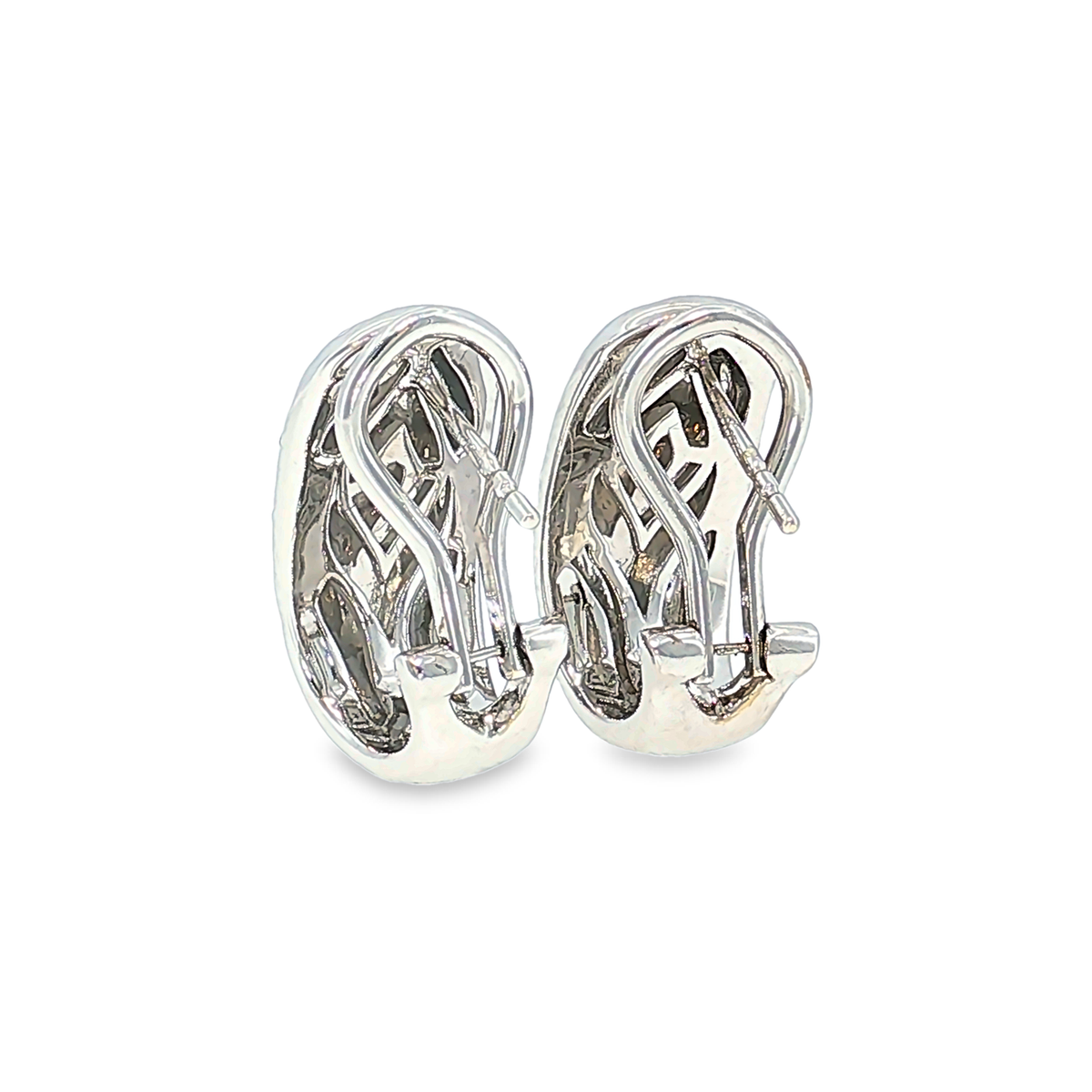 Ohrclips aus 14kt Weißgold mit Diamanten und Emaille