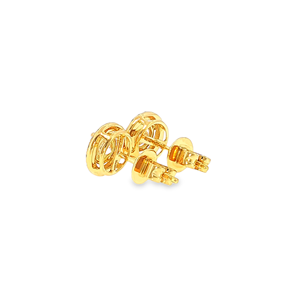 Diamant Halo-Ohrstecker aus 18 Karat Gelbgold