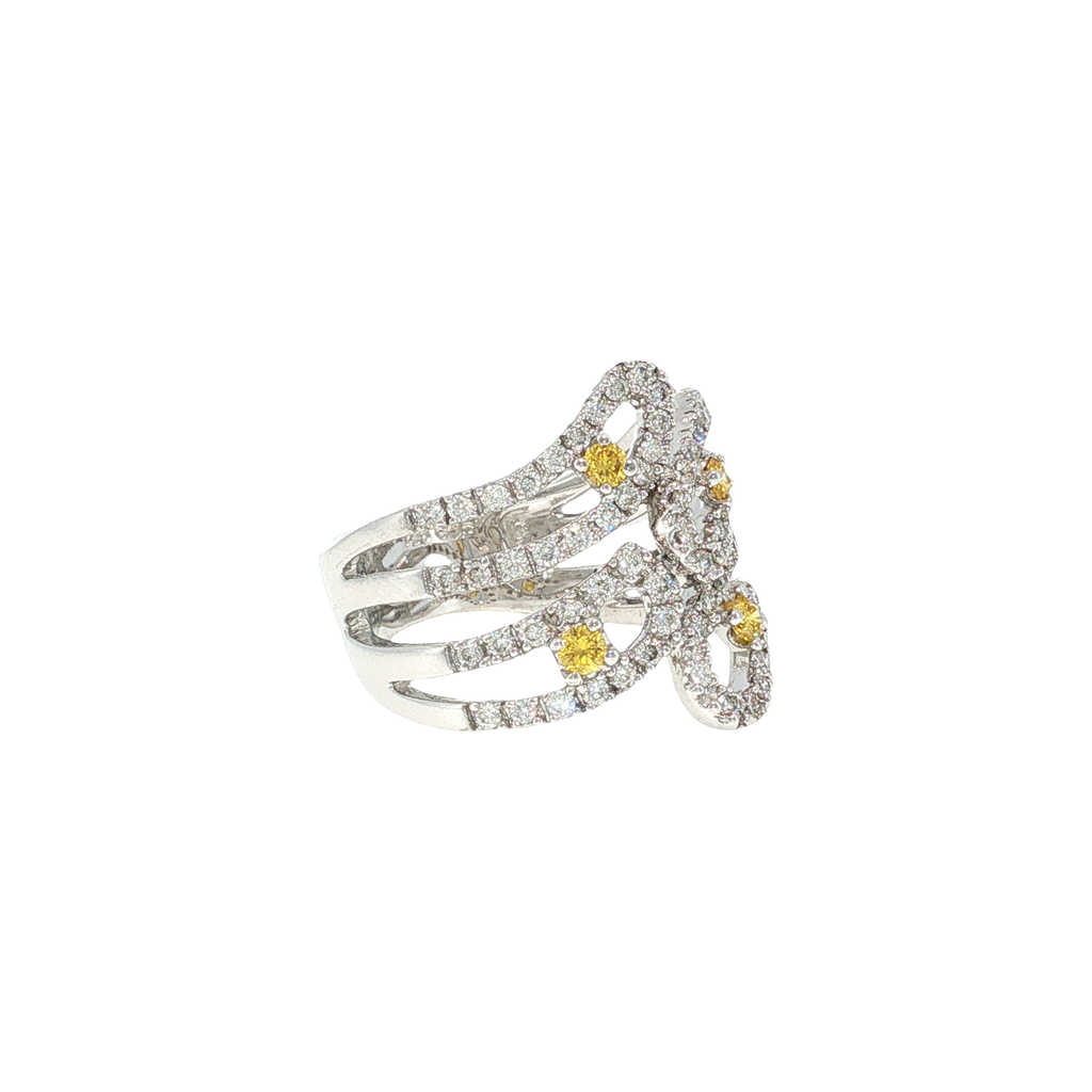 Cocktailring aus Weißgold mit Fancy Yellow Diamanten