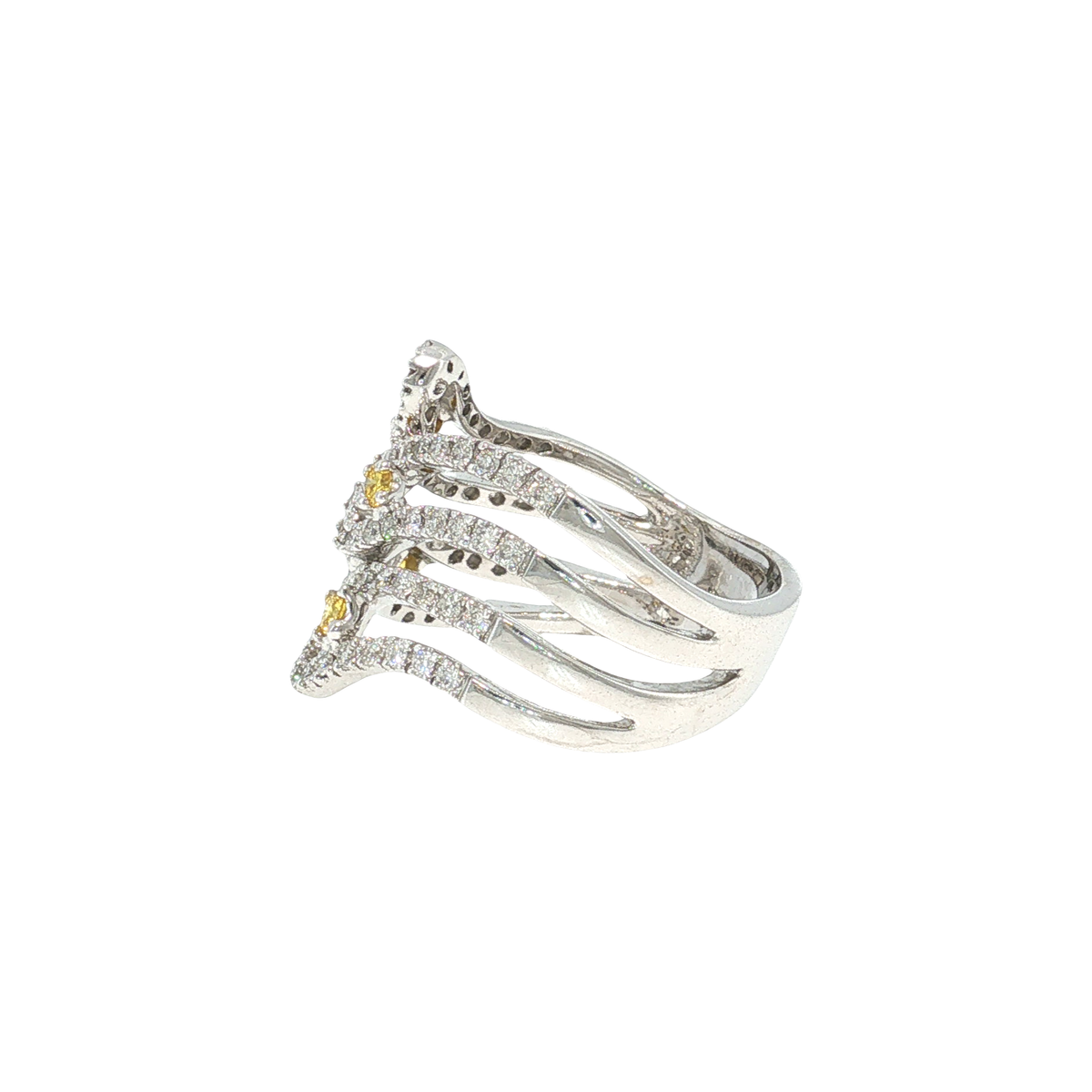 Cocktailring aus Weißgold mit Fancy Yellow Diamanten