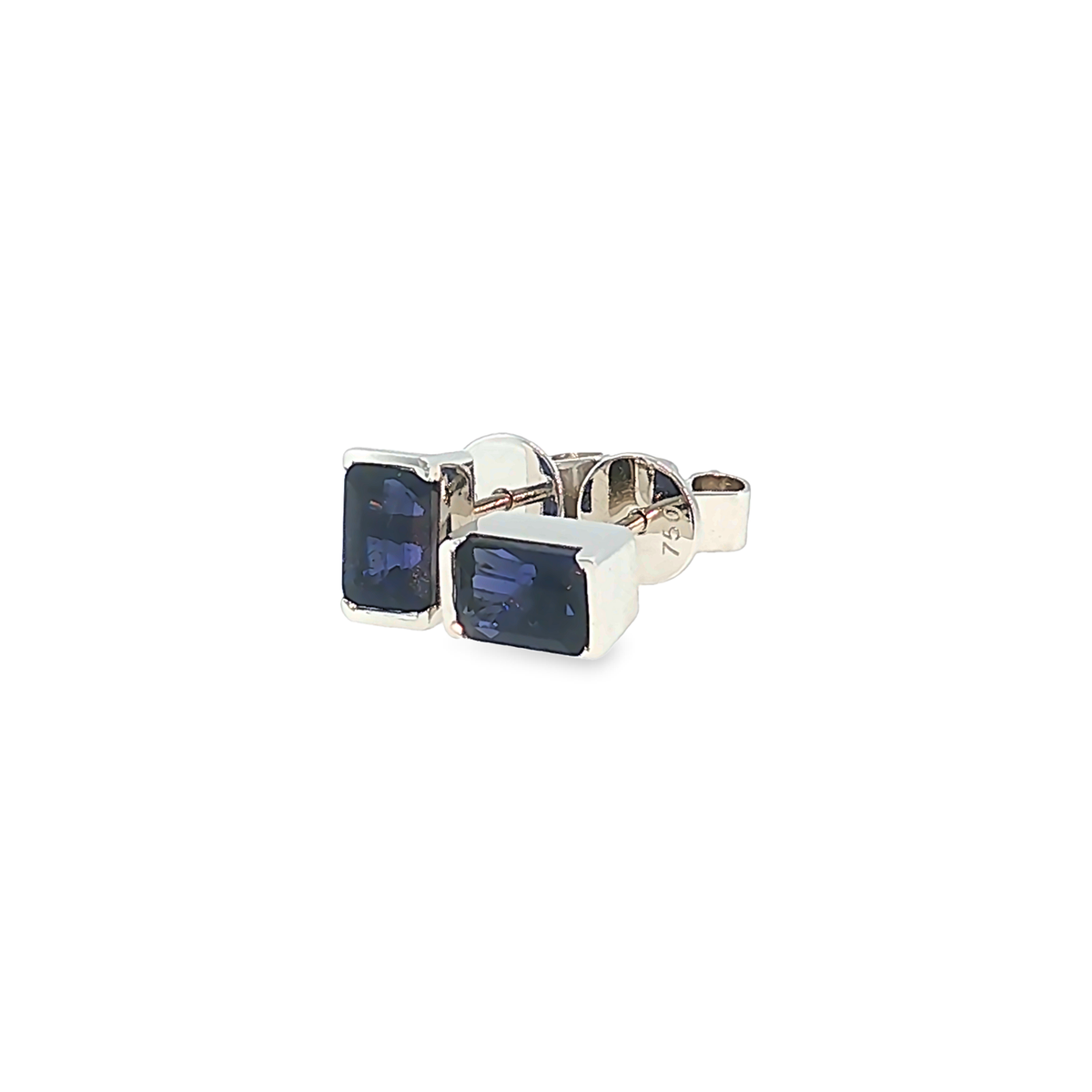 Rechteckige Iolith-Ohrstecker aus 18kt Weißgold