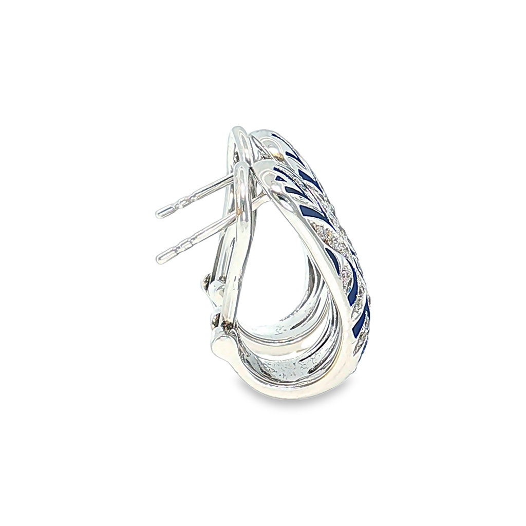Ohrclips aus 14kt Weißgold mit Diamanten und Emaille