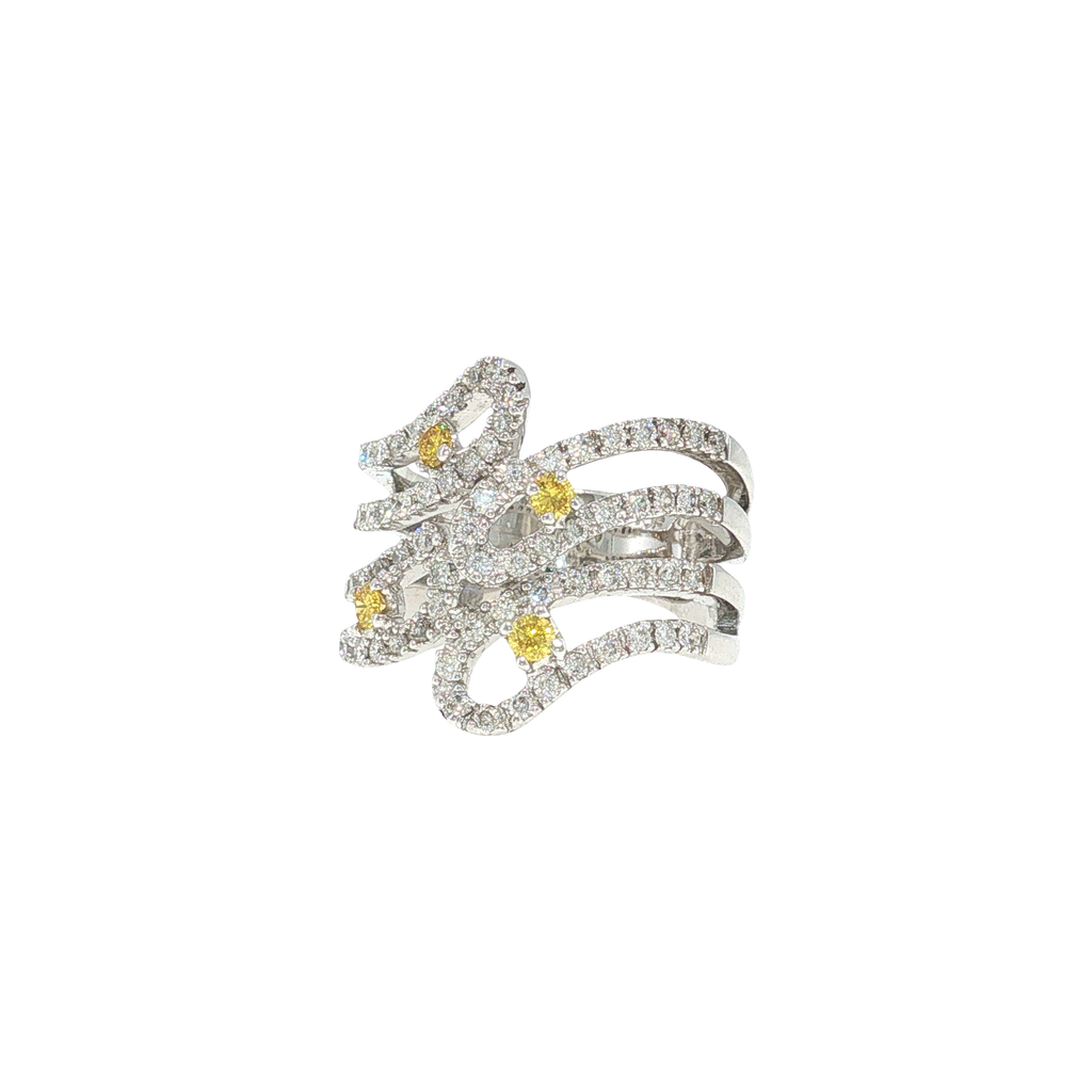Cocktailring aus Weißgold mit Fancy Yellow Diamanten