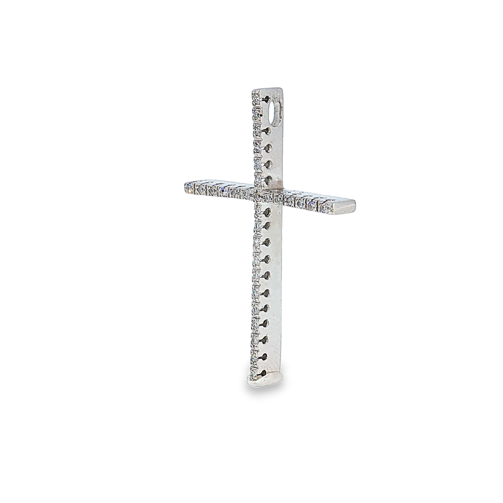 Kreuzanhänger mit Diamanten in Weißgold