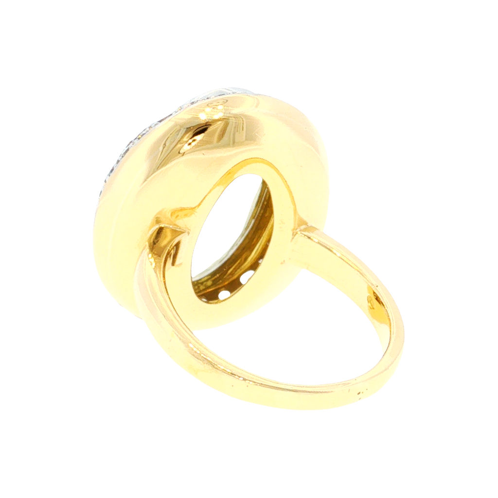 Gold-Beryll Ring mit Diamant-Halo in Weiß- und Gelbgold