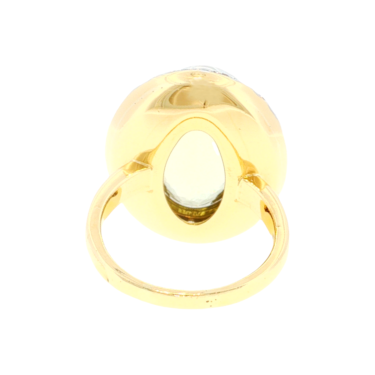 Gold-Beryll Ring mit Diamant-Halo in Weiß- und Gelbgold
