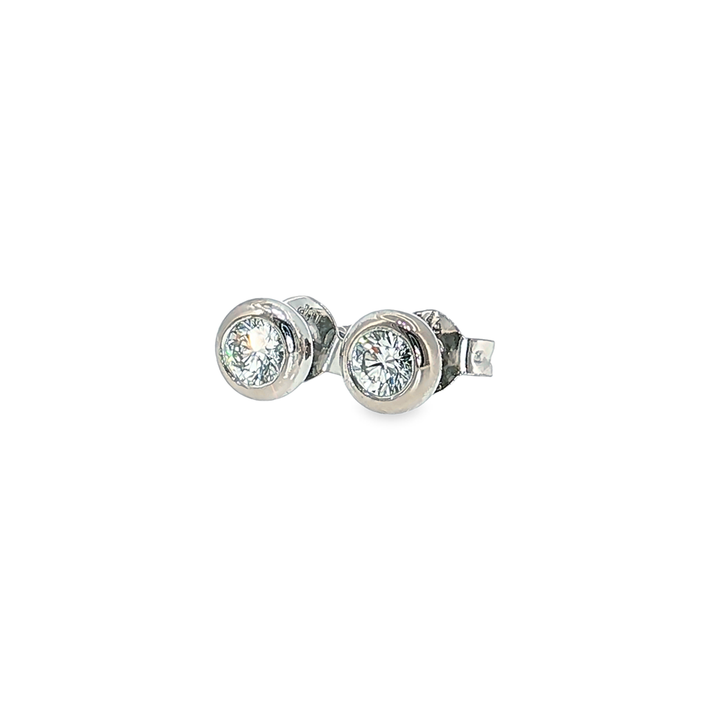Klassische Diamant-Ohrstecker ca. 0,6ct mit Zargenfassung in 18kt Weißgold