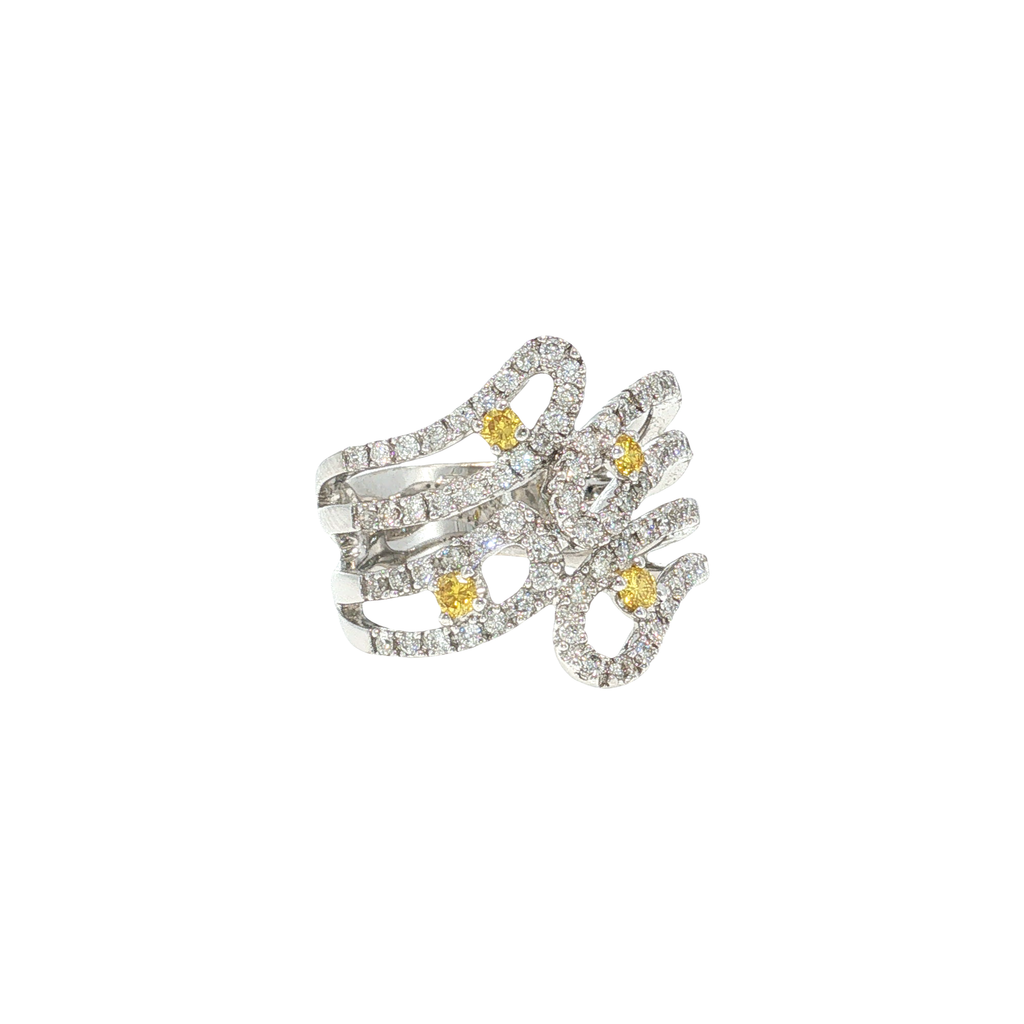 Cocktailring aus Weißgold mit Fancy Yellow Diamanten