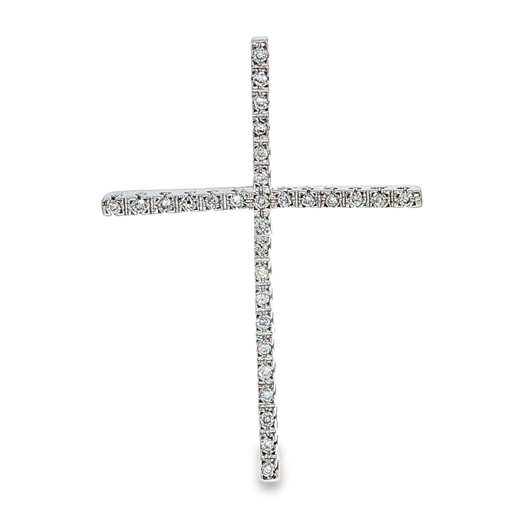 Kreuzanhänger mit Diamanten in Weißgold