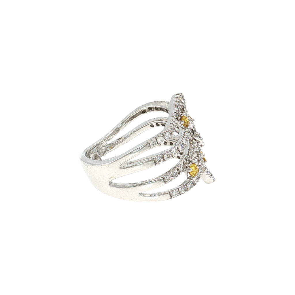Cocktailring aus Weißgold mit Fancy Yellow Diamanten