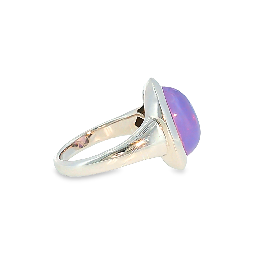 Moderner 18 Karat Weißgold Solitärring mit 6,48 ct Quarz