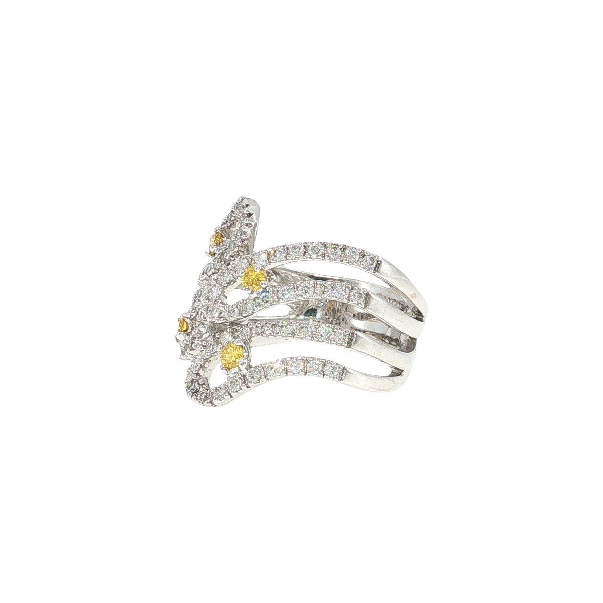 Cocktailring aus Weißgold mit Fancy Yellow Diamanten