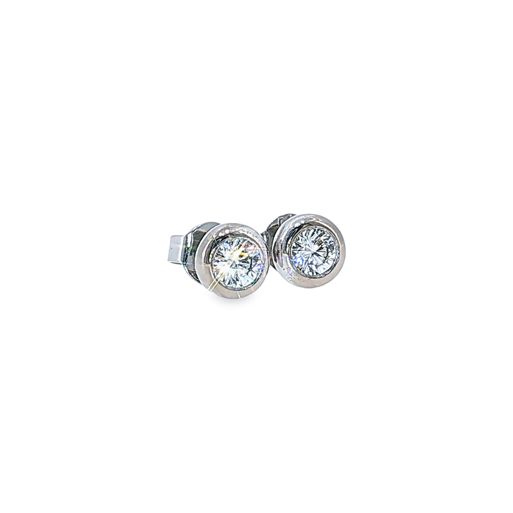 Klassische Diamant-Ohrstecker ca. 0,6ct mit Zargenfassung in 18kt Weißgold