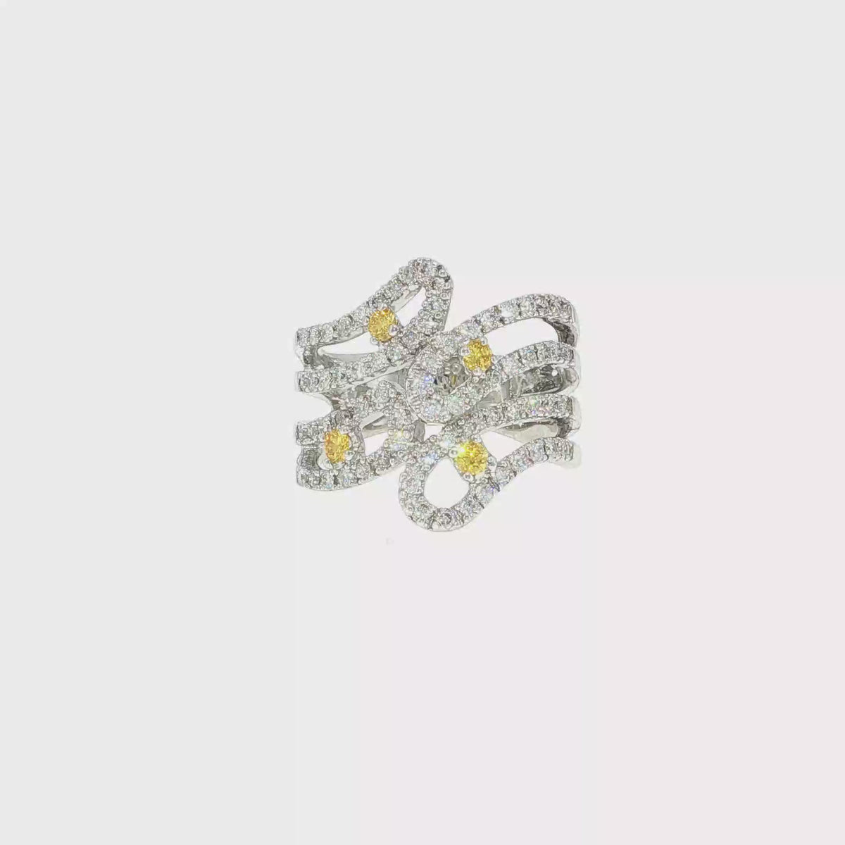 Cocktailring aus Weißgold mit Fancy Yellow Diamanten